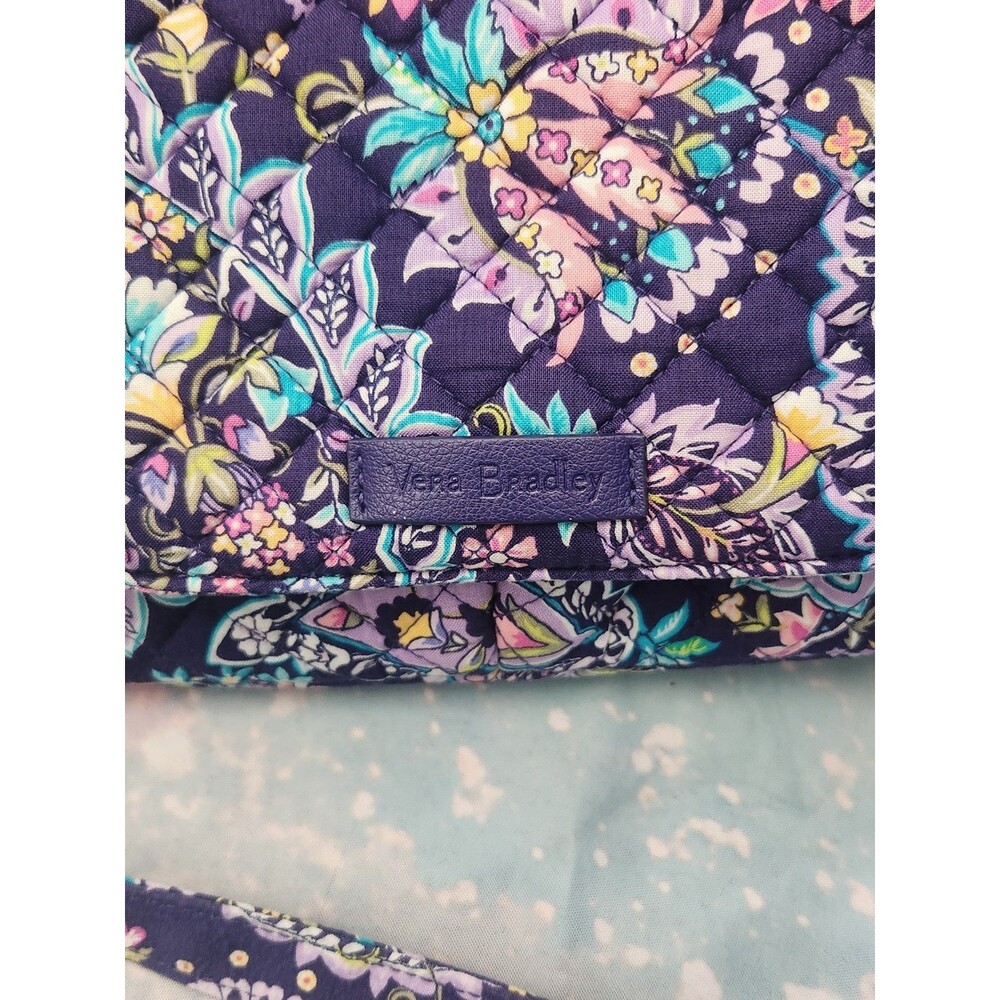 Vera Bradley Women's Purple Multicolor Floral Quilted Zip Crossbody, Lined - Picture 7 of 8